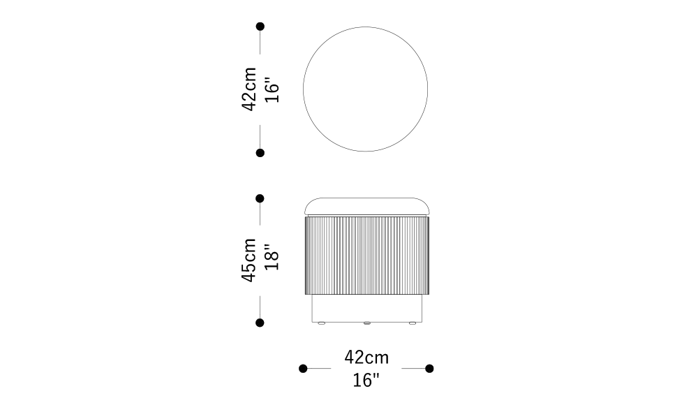 Image of the main dimensions of the product